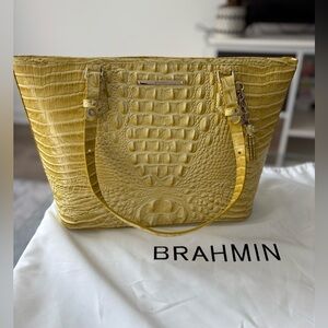 Brahmin Medium Asher Yellow Croco Embossed Melbourne Leather
